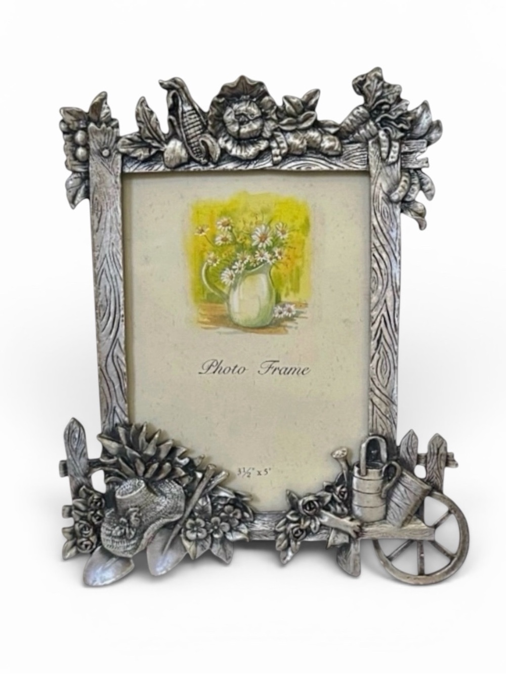 Sixtrees Silver Pewter Vintage Floral Country Garden Theme Picture Frame
